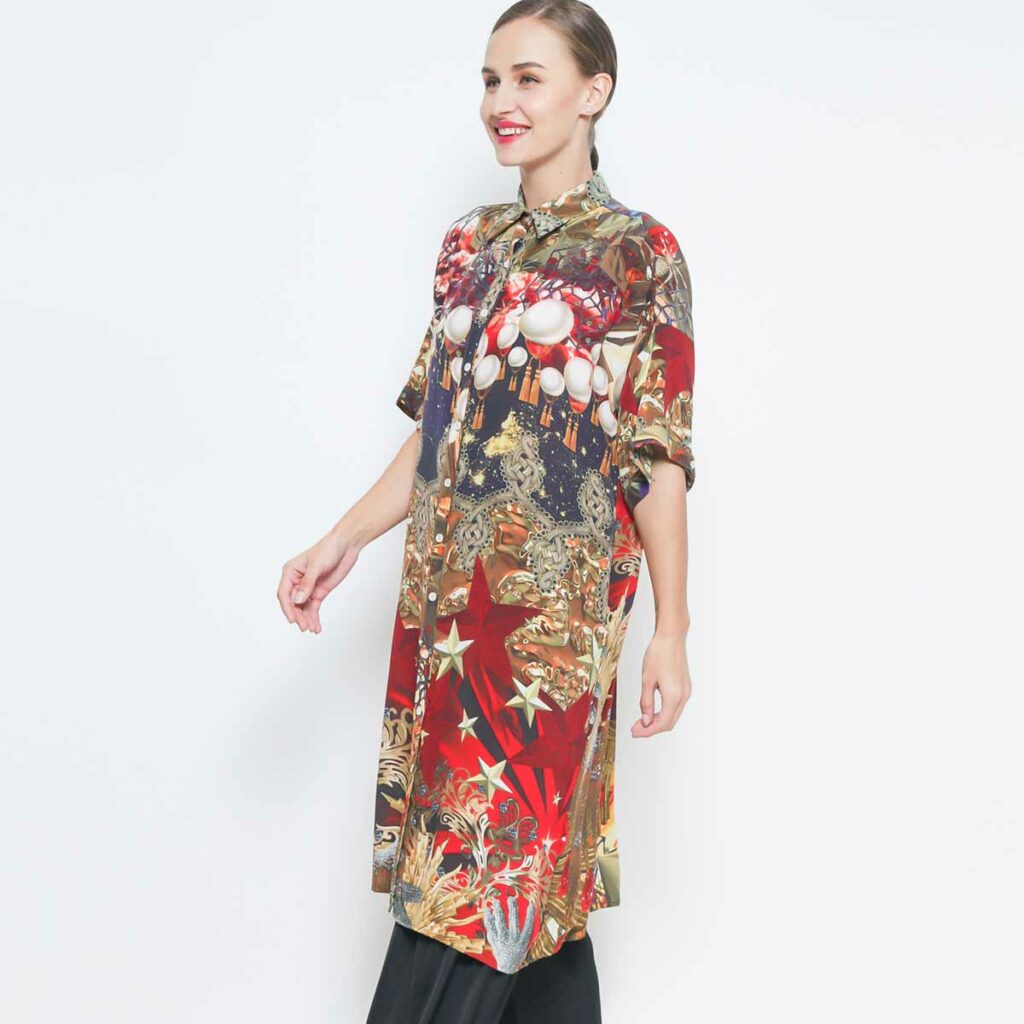FAME AGENDA - SIMPLE SHIRT DRESS - RED - Image 2
