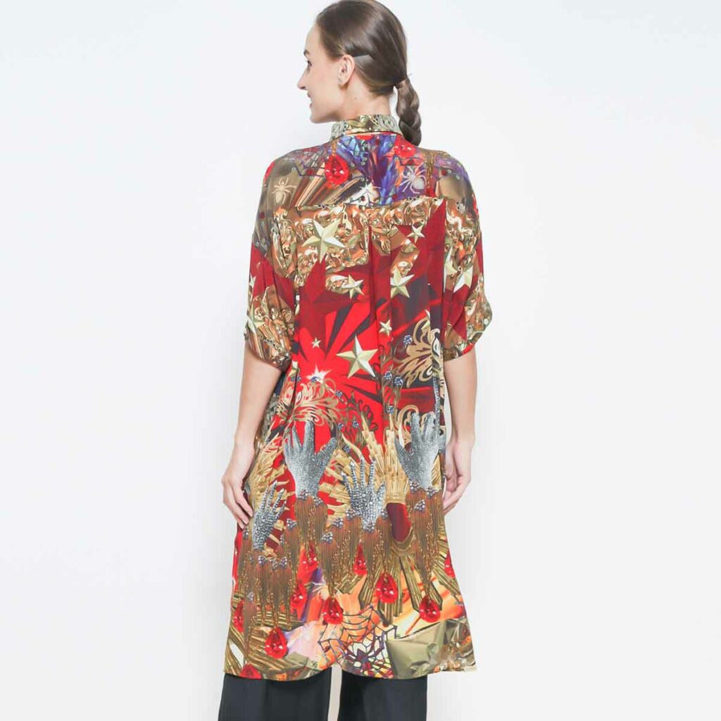 FAME AGENDA - SIMPLE SHIRT DRESS - RED - Image 3