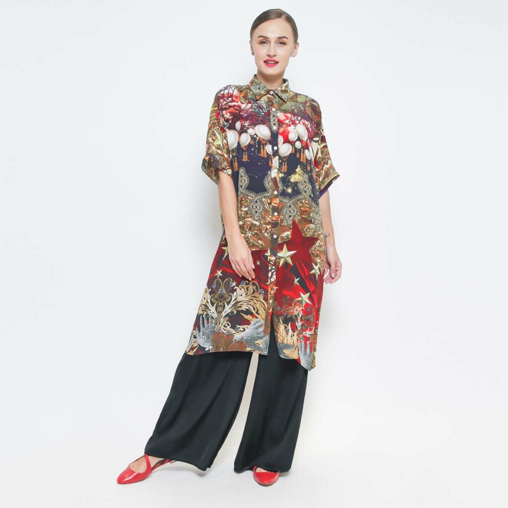 FAME AGENDA - SIMPLE SHIRT DRESS - RED - Image 4
