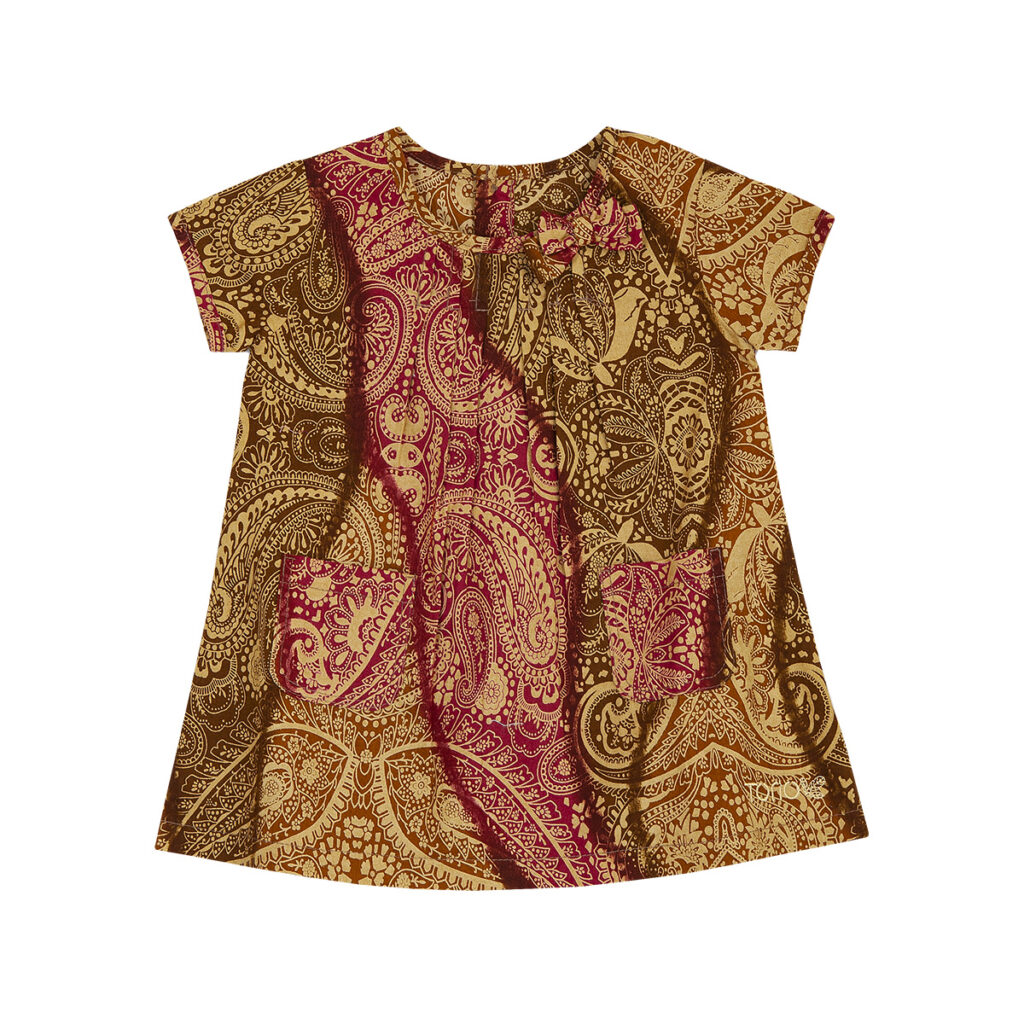 TORIO Smart Casual Batik Dress - Baju Dress Batik Anak Perempuan - Pakaian Anak Perempuan B54-0521-GOLD BATIK