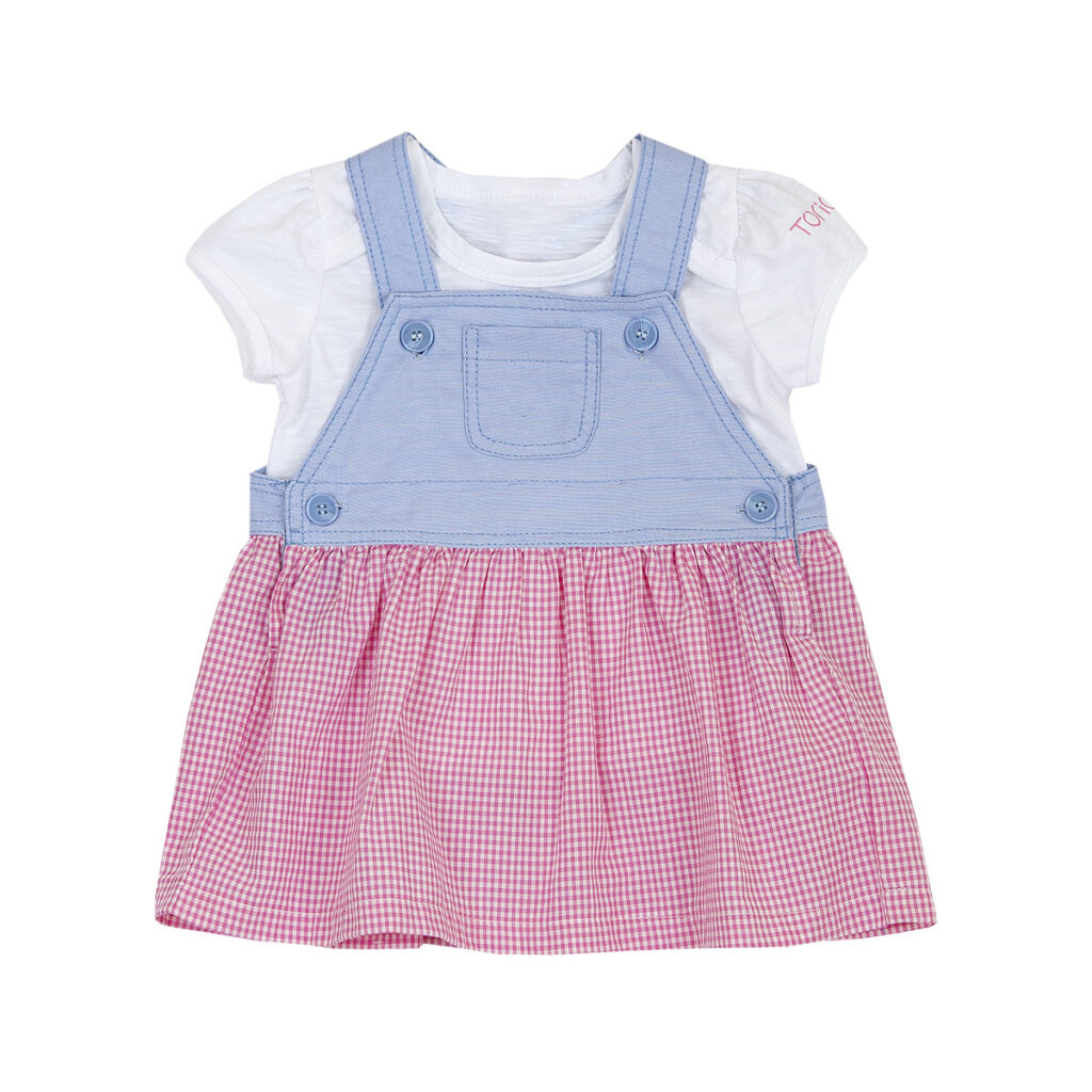 TORIO Pretty Pink Denim Jumper Set - Setelan Jumper Anak Perempuan - Pakaian Anak Perempuan B59-0421-WHITE DENIM