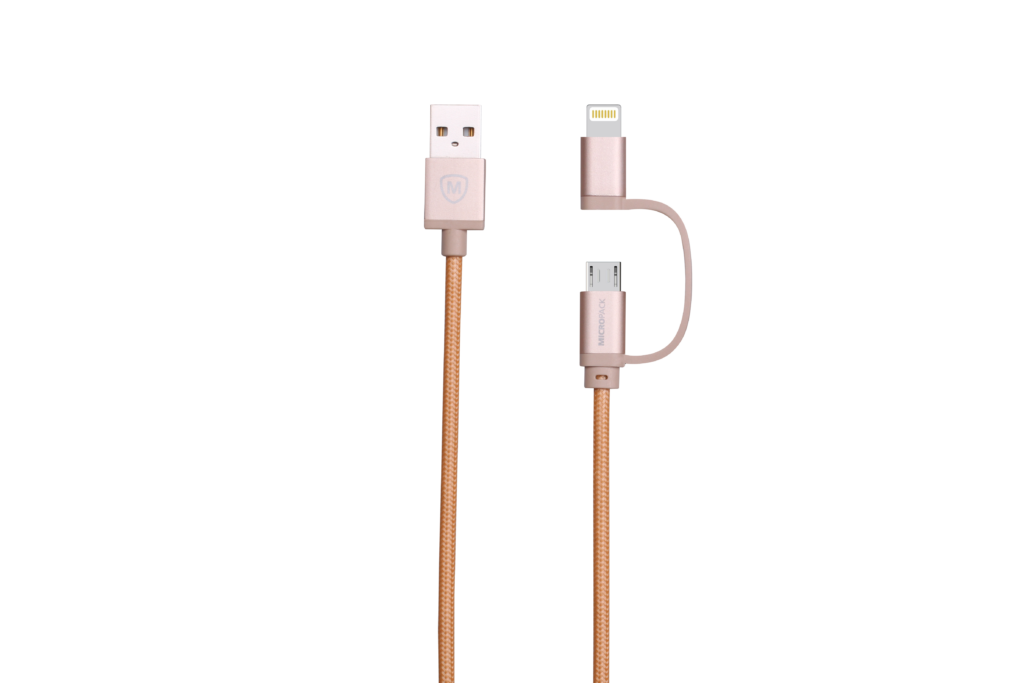 MICROPACK CABLE EXTREME LINE 2 IN 1 DATA AND CHARGING MFI 2,4AH GOLD (I-201.GLD)